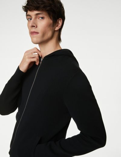 Cotton Rich Zip Up Knitted Hoodie